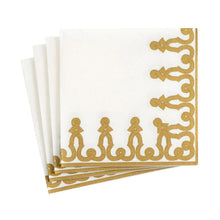 Load image into Gallery viewer, Dessin Passementerie Paper Linen Cocktail Napkins in Gold - 15 Per Package