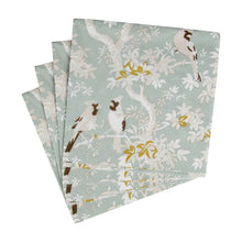 Load image into Gallery viewer, Scenic Songbirds Celadon Cocktail Napkins - 20 Per Package