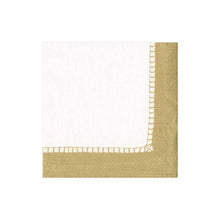 Load image into Gallery viewer, Linen Border Paper Cocktail Napkins in Gold - 20 Per Package
