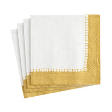 Load image into Gallery viewer, Linen Border Paper Cocktail Napkins in Gold - 20 Per Package
