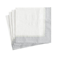 Load image into Gallery viewer, Linen Border Paper Cocktail Napkins in Silver - 20 Per Package