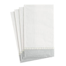Load image into Gallery viewer, Linen Border Paper Guest Towel Napkins in Silver - 15 Per Package