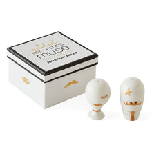 Load image into Gallery viewer, Gilded Mr. & Mrs. Muse Salt & Pepper Set