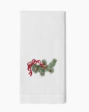 Load image into Gallery viewer, Pine Bough Ribbon Hand Towel-White Cotton