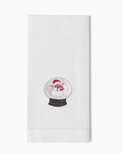 Load image into Gallery viewer, Snow Globe Santa Hand Towel-White Cotton