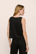 Load image into Gallery viewer, Organic Linen Knit Boat Neck Crop Tank Black