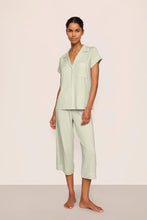 Load image into Gallery viewer, Gisele TENCEL™ Short Sleeve Cropped PJ Set Mint Cream/Ivory