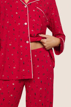 Load image into Gallery viewer, Gisele Printed TENCEL™ Modal Long PJ Set Nutcracker Holly Red/Ivory