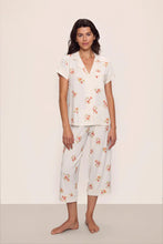 Load image into Gallery viewer, Gisele Printed Modal Short Sleeve Cropped PJ Set Floral Bloom Ivory/Vanilla Cream