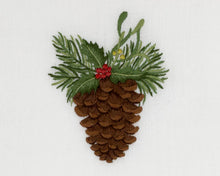 Load image into Gallery viewer, Pinecone Holly Hand Towel-White Cotton