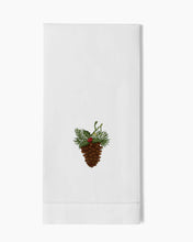 Load image into Gallery viewer, Pinecone Holly Hand Towel-White Cotton