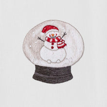 Load image into Gallery viewer, Snow Globe Santa Hand Towel-White Cotton