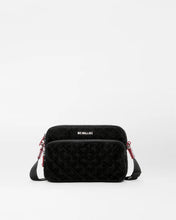 Load image into Gallery viewer, Black Velvet Finish Small Metro Camera Crossbody Bag