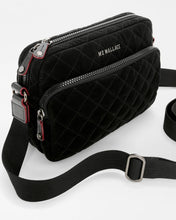 Load image into Gallery viewer, Black Velvet Finish Small Metro Camera Crossbody Bag