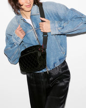 Load image into Gallery viewer, Black Velvet Finish Small Metro Camera Crossbody Bag
