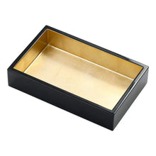 Load image into Gallery viewer, Lacquer Guest Towel Napkin Holder in Black & Gold - 1 Each