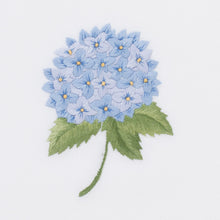 Load image into Gallery viewer, Blue Hydrangea Hand Towel - White Cotton