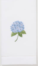 Load image into Gallery viewer, Blue Hydrangea Hand Towel - White Cotton