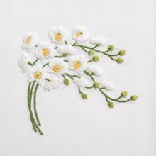 Load image into Gallery viewer, Orchid Spray White Hand Towel - White Cotton
