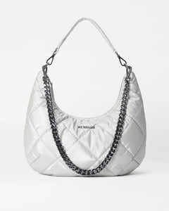 Oyster Metallic Quilted Bowery Shoulder Bag