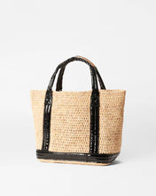 Load image into Gallery viewer, Raffia/Black Lacquer Small Raffia Tote
