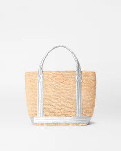 Matte Silver Small Raffia Tote