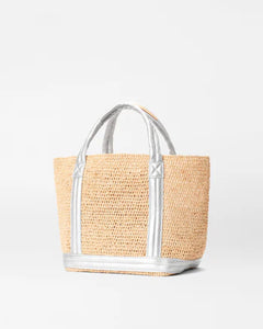 Matte Silver Small Raffia Tote