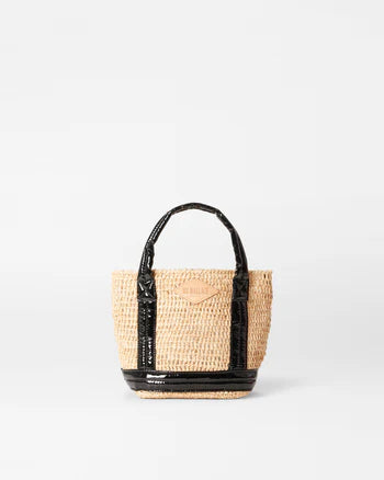 Raffia/Black Lacquer Mini Raffia Tote