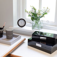 Load image into Gallery viewer, Large Black Lacquer Box With Silver 8x11
