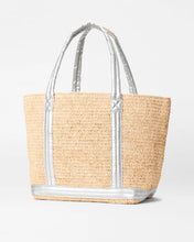 Load image into Gallery viewer, Matte Silver Medium Raffia Tote
