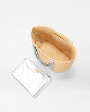 Load image into Gallery viewer, Matte Silver Medium Raffia Tote
