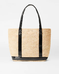 Black Lacquer Medium Raffia Tote