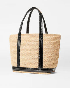 Black Lacquer Medium Raffia Tote