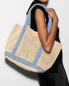 Medium Crochet Tote-Crochet/True Light Denim
