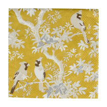 Load image into Gallery viewer, Scenic Songbirds Gold &amp; Ivory Cocktail Napkins - 20 Per Package
