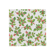 Load image into Gallery viewer, Painted Holly White Recycled Cocktail Napkins - includes 20 Cocktail Napkins
