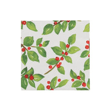 Load image into Gallery viewer, Painted Holly White Recycled Cocktail Napkins - includes 20 Cocktail Napkins
