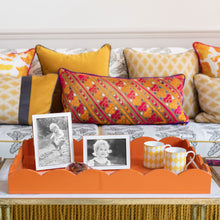 Load image into Gallery viewer, Orange Large Lacquered Scallop Ottoman Tray

