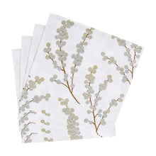 Load image into Gallery viewer, Berry Branches White/Silver Napkin Luncheon -20 Napkins
