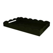 Load image into Gallery viewer, Black Large Lacquered Scallop Ottoman Tray
