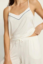 Load image into Gallery viewer, Gisele TENCEL™ Modal V Neck Cami &amp; Pant PJ Set Ivory/Navy
