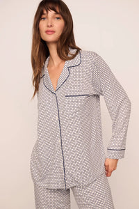 Gisele Printed TENCEL™ Modal Long PJ Set Geo Sphere Gray Dawn/Navy