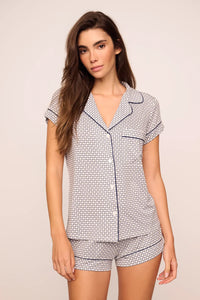 Gisele Printed TENCEL™ Modal Shortie Short PJ Set Geo Sphere Gray Dawn/Navy