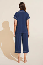 Load image into Gallery viewer, Gisele TENCEL™ Modal Short Sleeve Cropped PJ Set - Navy/Ivory
