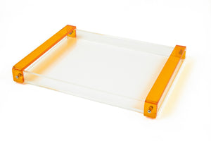 Acrylic Tray with Orange Handle 16x12x1.5