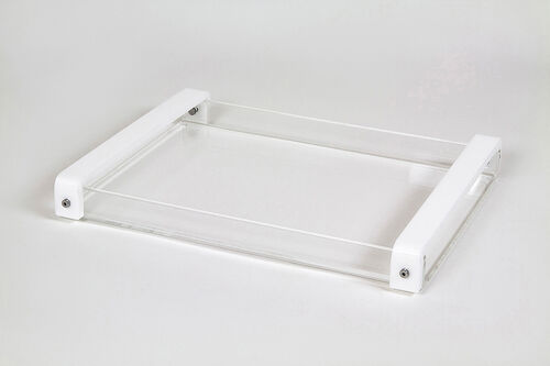 Acrylic Tray with Solid White Handle 16x12x1.5