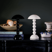 Load image into Gallery viewer, White Lacquer Rechargeable Bobbin LED Lamp
