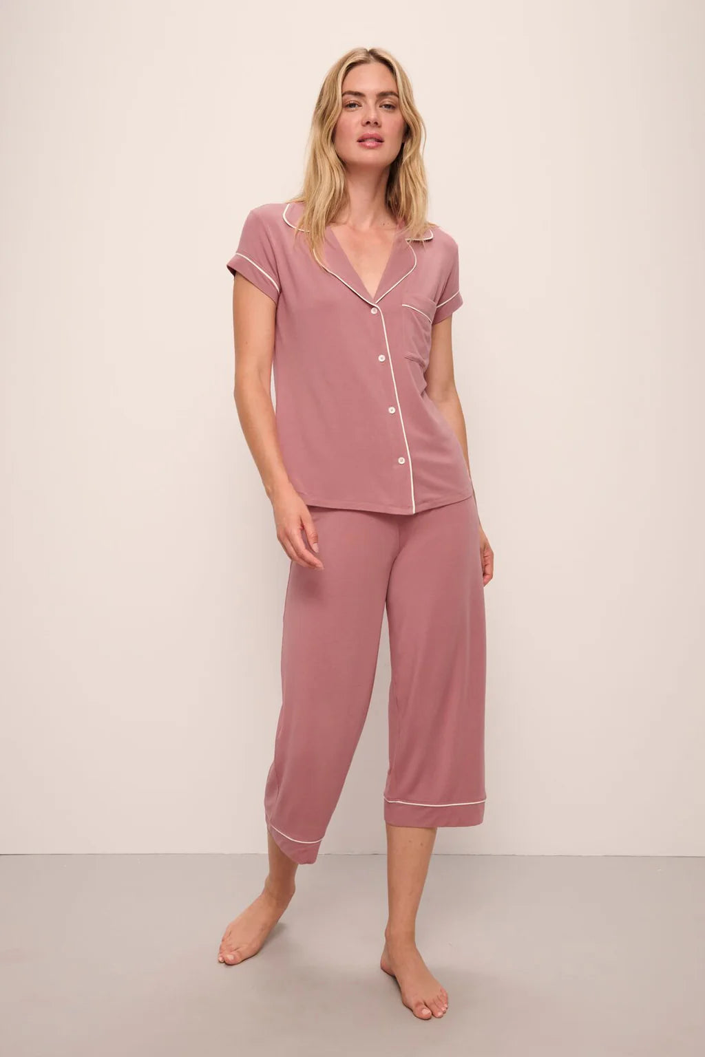 Gisele TENCEL™ Modal Short Sleeve Cropped PJ Set- Old Rose