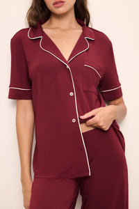 Gisele TENCEL™ Modal Short Sleeve & Pant PJ Set- Cabernet/Ivory