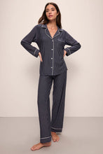 Load image into Gallery viewer, Gisele Printed TENCEL™ Modal Long PJ Set- Duo Stripe True Navy/Ivory
